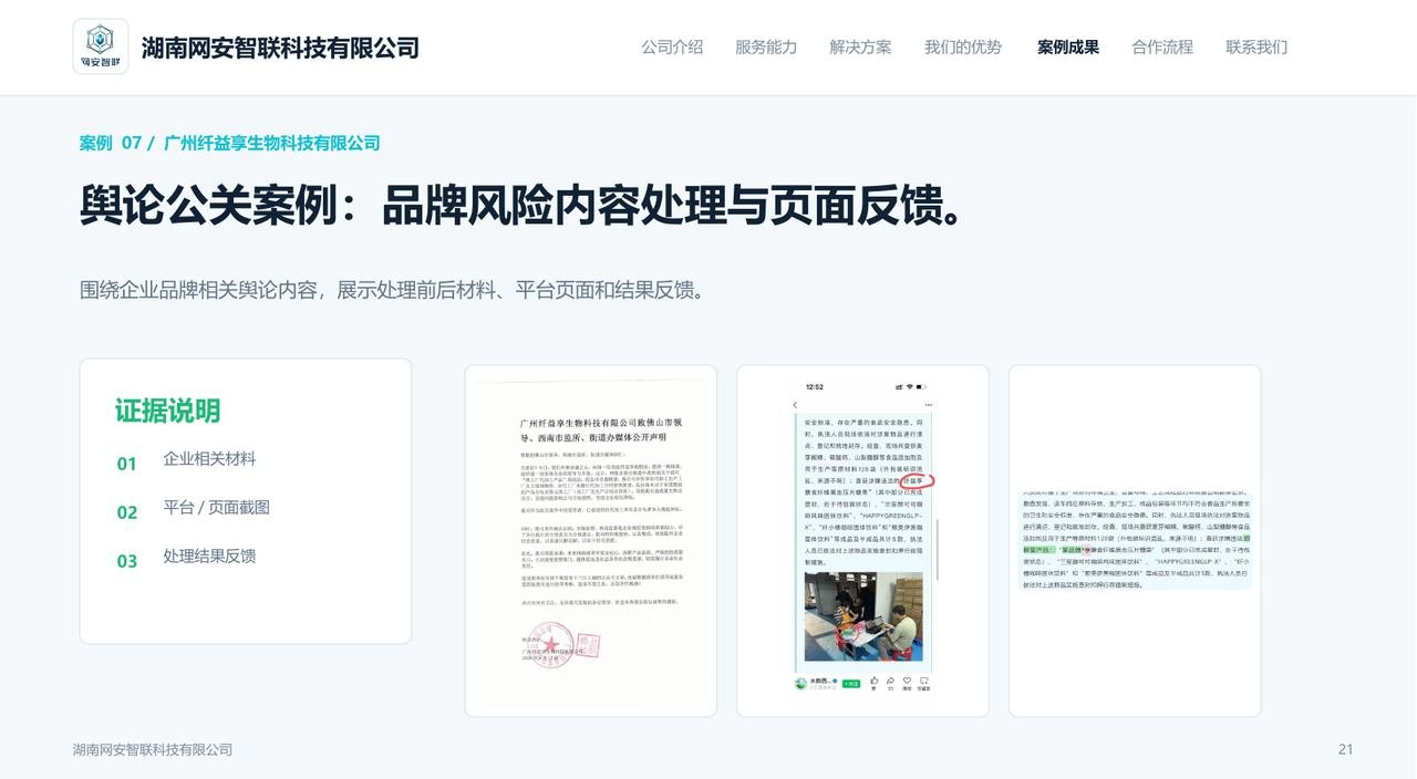 广州纤益享生物科技品牌风险内容处置案例项目成果图